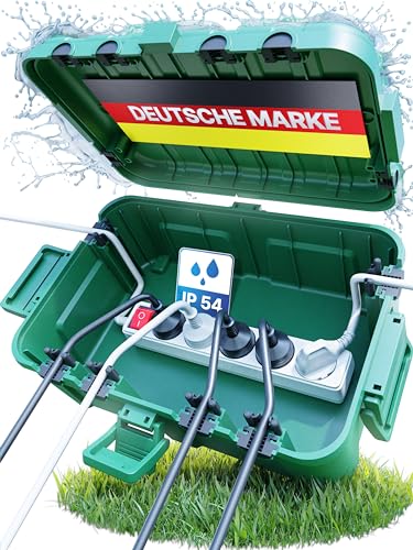 Adlerfokus Kabelbox wasserdicht IP54 [Das Original] Safe Box - Sicherheitsbox - Outdoor Box wasserdicht - Steckerschutz aussen wasserdicht - Wetterfeste Elektrobox - Schutzbox von Adlerfokus