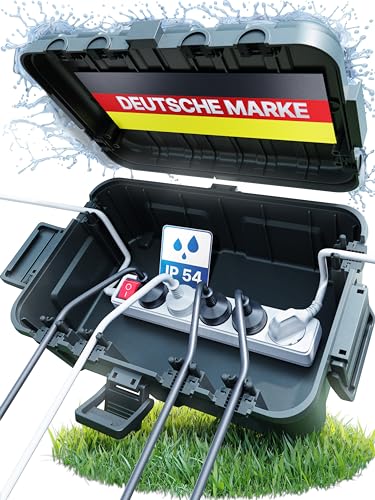 Adlerfokus Kabelbox wasserdicht IP54 [Das Original] Safe Box - Sicherheitsbox - Outdoor Box wasserdicht - Steckerschutz aussen wasserdicht - Wetterfeste Elektrobox - Schutzbox von Adlerfokus