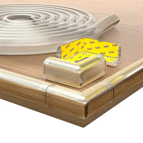 ADLERSFELD Kantenschutz Baby - (6m mit Kleber von TESA) inkl. 10x Eckenschutz Baby | Extra starker Halt - Eckenschutz Kantenschutz Selbstklebend (Transparent) von Adlersfeld