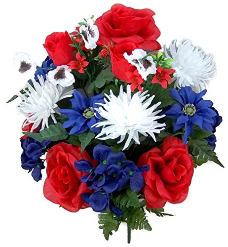 Admired By Nature GPB073-RD/WT/BL 18 Stems Rose, Red/White/Blue, Piece von Admired By Nature