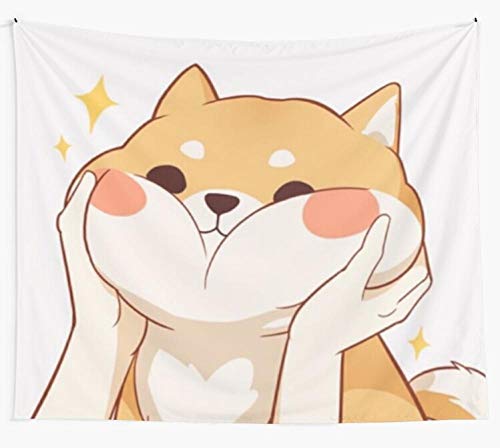 AdoDecor Kawaii Shiba Inu Wandteppich Kawaii Corgi Wandbehänge Wandteppiche Wohnheim Kunst Wohnkultur Camping Strandtuch Yoga Matte 130x150cm von AdoDecor