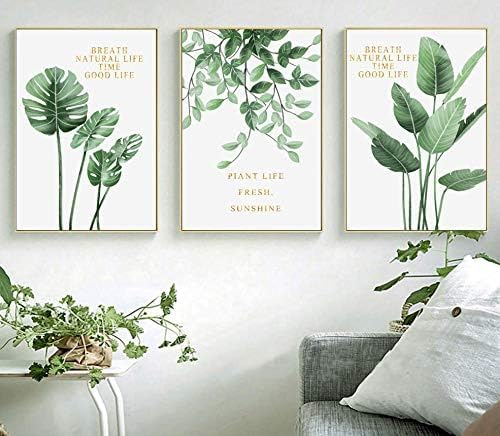 AdoDecor Leinwand Bild Grüne Blätter Poster & Kunstdrucke Tropische Pflanzen Wandbilder Deko Schlafzimmer(Ungerahmt) von AdoDecor