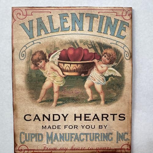 AdoSia Valentines Day Vintage Style Cupids Heart Valentines Day Sign Valentine's Day Wall Art Home Wall Art Modern Farmhouse Sign Retro Metal Tin Sign 20.3x30.5 cm Holiday gift 16 von AdoSia