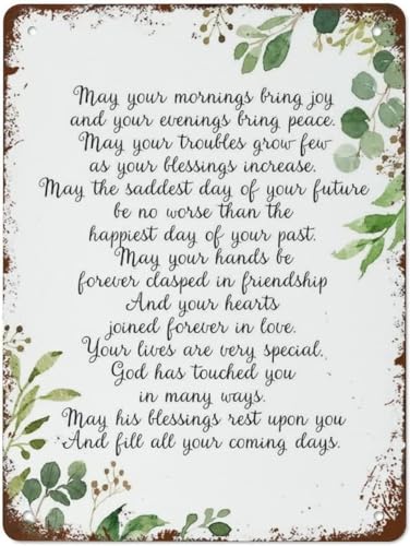 St. Patrick's Day Blechschild Irish Marriage Blessing Zitat May Your Mornings Bring Joy Hochzeitsgeschenk Metall-Blechschild Geschenk Heimdekoration Vintage Metall-Blechschild 20,3 x 30,5 cm von AdoSia