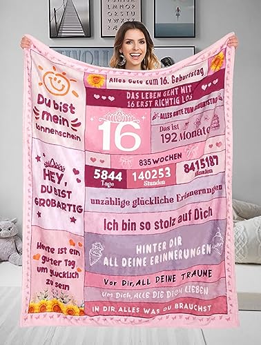 16. Geburtstag Mädchen Geschenke 16. Geburtstag Mädchen Geschenkideen Geschenke zum 16 Geburtstag Mädchen, Geschenke für 16 Jährige Tochter Schwester Freundin, Flauschige Kuscheldecke 130x150cm von Adolgutty