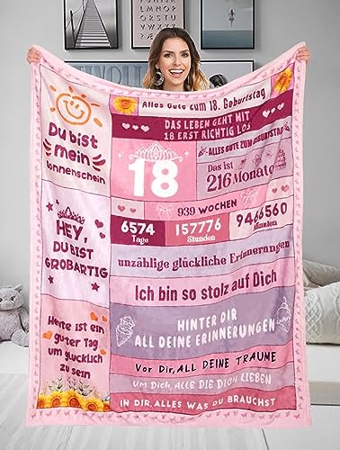 18. Geburtstag Mädchen Geschenke 18. Geburtstag Mädchen Geschenkideen Geschenke zum 18 Geburtstag Mädchen, Geschenke für 18 Jährige Tochter Schwester Freundin, Flauschige Kuscheldecke 130x150cm von Adolgutty