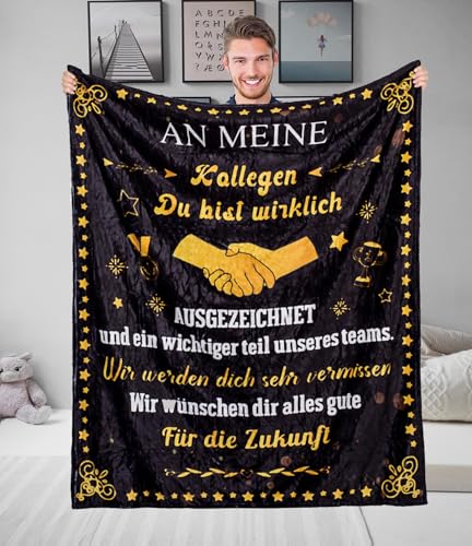 Adolgutty Abschiedsgeschenk Kollegen, Abschied Kollegin Jobwechsel Geschenk Kuscheldecke, Rentner Geschenke, Dankeschön Geschenke für Beste Kollege Männer Frauen Freund 130 x 150 cm von Adolgutty