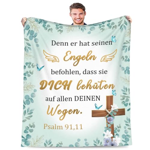 Adolgutty Christliche Geschenke Kuscheldecke Spirituelle Geschenke Bibelvers Geschenkideen Religiöse Inspirierende Geschenk Taufgeschenke für Frauen Männer, Flauschige Fleecedecke100x130cm von Adolgutty