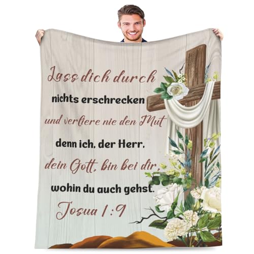 Adolgutty Christliche Geschenke Kuscheldecke Spirituelle Geschenke Bibelvers Geschenkideen Religiöse Inspirierende Geschenk Taufgeschenke für Frauen Männer, Flauschige Fleecedecke100x130cm von Adolgutty