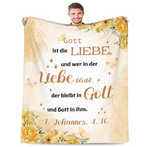 Adolgutty Christliche Geschenke Kuscheldecke Spirituelle Geschenke Bibelvers Geschenkideen Religiöse Inspirierende Geschenk Taufgeschenke für Frauen Männer, Flauschige Fleecedecke150x200cm von Adolgutty