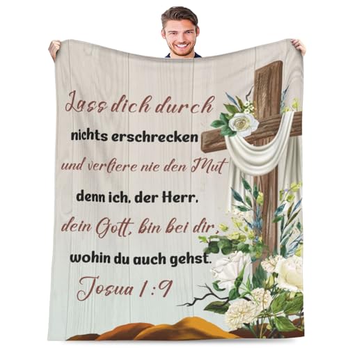 Adolgutty Christliche Geschenke Kuscheldecke Spirituelle Geschenke Bibelvers Geschenkideen Religiöse Inspirierende Geschenk Taufgeschenke für Frauen Männer, Flauschige Fleecedecke150x200cm von Adolgutty