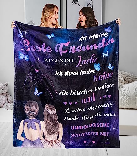 Adolgutty Geschenke für Freundin, Beste Freundin Geschenke Kuscheldecke, Geburtstagsgeschenk für Freundinnen, Weihnachten Freundin Freundschaft Geschenk, Super Weiche Fleecedecke 150x130cm von Adolgutty