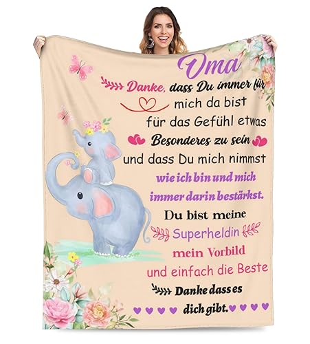 Adolgutty Oma Geschenk, Decke Oma Geschenke zum Geburtstag, Geburtstagsgeschenk Weihnachtstag Muttertagsgeschenk für Oma,Beste Geschenkideen Flauschige Kuscheldecke 150x200cm von Adolgutty