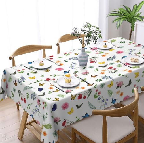 Tischdecke Abwaschbar Rechteckig 110x140cm, Blumig Tischdecke Outdoor blühende Blüte Tischdecke Fleckschutz Pflegeleicht Wasserdicht Tischtuch für Küche, Esstisch, Couchtisch, Party, Garten von Adolgutty