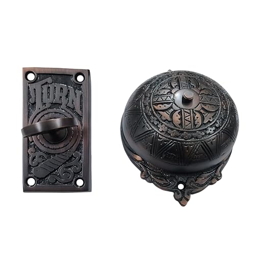 Adonai Hardware Gazzam Messing-Türklingel, manuelle altmodische Türklingel oder Dreh-Türklingel (ölgeriebene Bronze) von Adonai Hardware