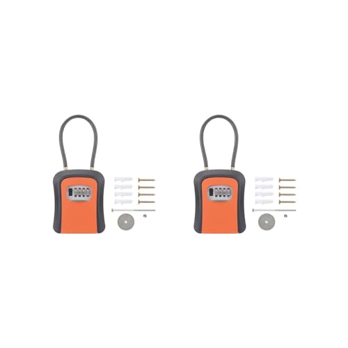 2 Set Schlüssel Aufbewahrung Schloss Box Koffer Wetterfest für Hausschlüssel Multifunktional Stabil Orange von Adoorniequea