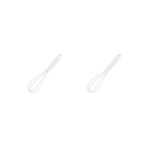 2er-Set Silikon-Schneebesen, Küchenhelfer, kratzfest, Mixer, Eierschlägel, Aufschäumen, Weiß, 17 x 4 x 4 cm von Adoorniequea