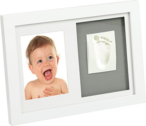 Adora NP 008 - Bilderrahmen mit Abdrücken als Erinnerung zum Selbstgestalten aus einer Gips ähnlichen Knetmasse für Hand und/oder Fußabdrücke für dein Baby. Perfekt für die Taufe als Taufgeschenk von Adora