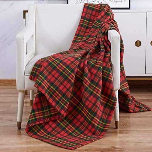 Adore Home Weicher und Warmer bedruckter Fleecedecke für Sofa Bett Reisedecke für Autofahrten -200x240cm, Rot Check von Adore Home