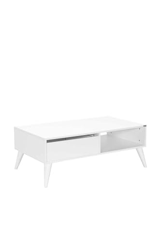 Couchtisch SHIRRA 6.5, 110x65x42 cm, mit Einer Schublade, (weiß) von Adore