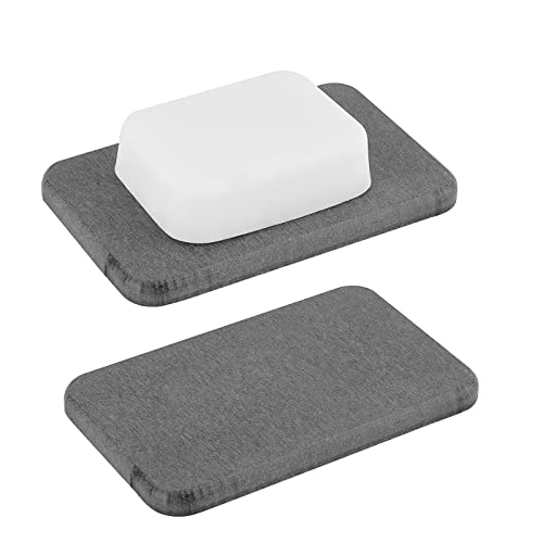 Adorila Kieselgur Seifenschale, wasserabsorbierend, Kieselgur-Seifenhalter, selbsttrocknender Seifenhalter für Badezimmer, Grau, 2 Stück von Adorila