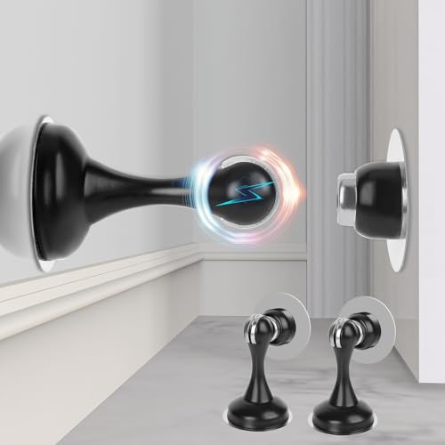 Adorila 2 Stück Türstopper Magnetischer Türstopper, Edelstahl Magnetischer Türschnapper, Doppelseitiger selbstklebender Türhalter hält die Tür offen (schwarz) von Adorila