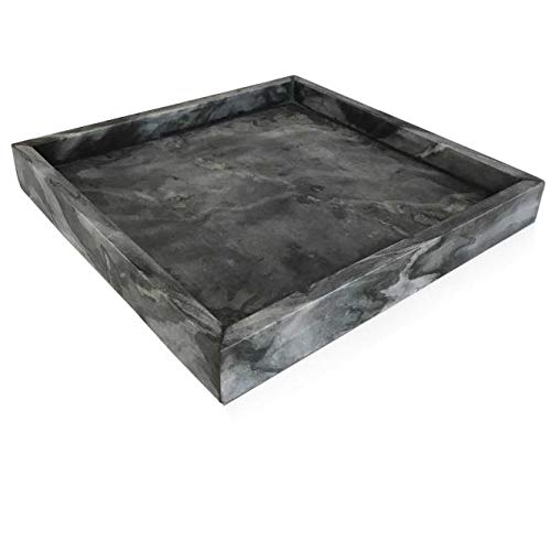 Adorist Marmortablett - Tablett aus dunkelgrauem Marmor - Marble Tray - Dekotablett - Serviertablett - quadratisch - Marmoroptik - dunkelgrau - 30x30x4cm von Adorist