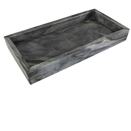 Adorist Marmortablett - Tablett aus grauem Marmor - Marble Tray - Dekotablett - Serviertablett - rechteckig - Marmoroptik - dunkelgrau - 15x30x4cm von Adorist