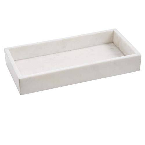 Adorist Marmortablett - Tablett aus weißem Marmor - Marble Tray - Dekotablett - Serviertablett - rechteckig - Marmoroptik - weiß - 15x30x4cm von Adorist