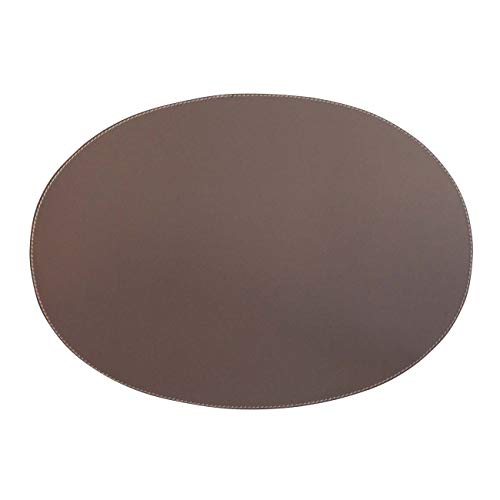 exlusives Leder Tischset Platzunterlage, 47cm x 34cm, Platzset - pflegeleicht -Lederunterlage Schreibtischunterlage Untersetzer oval Taupe von Adorist