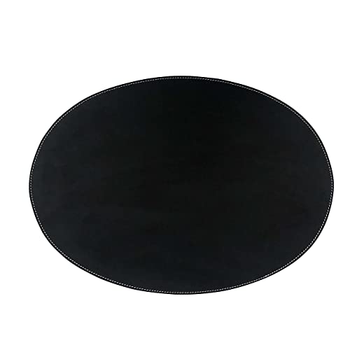 exlusives Leder Tischset Platzunterlage, 47cm x 34cm, Platzset - pflegeleicht -Lederunterlage Schreibtischunterlage Untersetzer oval schwarz von Adorist