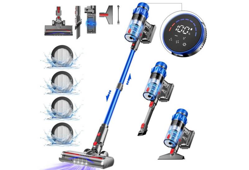Adormii Akku-Hand-und Stielstaubsauger 65000Pa Akku Staubsauger,70 Mins/550W/1.6L/HEPA*4,Smart LED-Display, Smart LED-Display,V-Anti-Tangle-Bürste,Kabelloser Staubsauger mit 4 Duftpaneele von Adormii