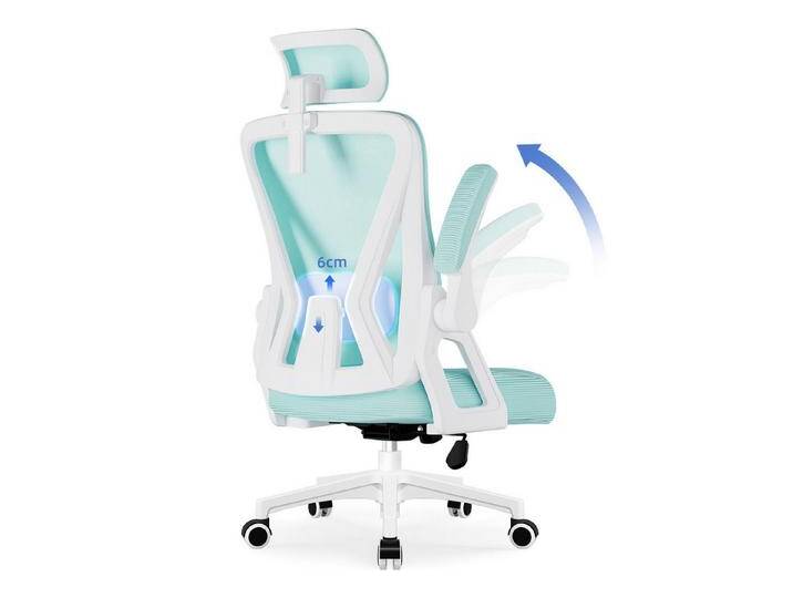 Adormii Bürostuhl Ergonomischer Bürostuhl mit klappbaren Armlehnen und Rückenlehnen (Drehstuhl mit Drehbare, höhenverstellbarer Kopfstütze, geräuscharme Rollen, 90°-135° Wippfunktion Bürostuhl, belastbar bis 150kg, Netz atmungsaktiv, Chefsessel), Leise Rollen, getestet und garantiert für 2-Jahre von Adormii