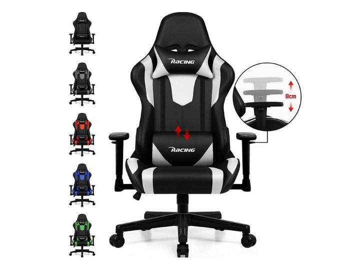 Adormii Gaming-Stuhl Gaming Stuhl ergonomisch Gaming Chair Bürostuhl verstellbare (Gaming Stuhl mit verstellbaren Lendenkissen, Armlehne und Kopfstütze, Gamer Stuhl Bequeme Sitzkissen), gepolsterter Gaming-Stuhl, bis 150 kg Belastbarkeit, mit Wippfunktion von Adormii