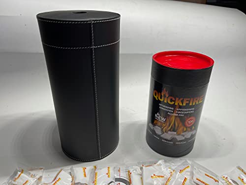 AdoroSol Vertriebs GmbH 100 Anzünder Quickfire + Lederaufbewarungs Dose Aufbewahrungsbox für Kaminanzünder Dose von Krokodilzange