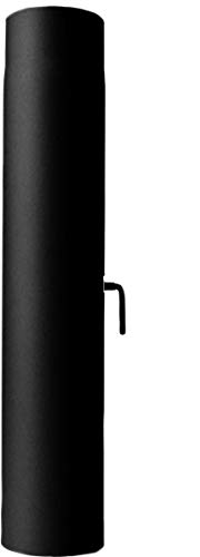 AdoroSol Vertriebs GmbH Ofenrohr 150 x 1000 mm mit Klappe Drosselklappe schwarz aus Stahl mit hitzebeständiger Senotherm Beschichtung, geprüft nach Norm EN 1856-2 Schwarz Durchmesser: circa 150 mm von Krokodilzange