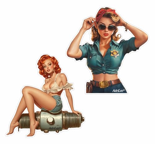 AdriLeo - Aufkleber – Pin Up Girl Garage/Police - Deko Autoaufkleber Sticker Laptop von AdriLeo