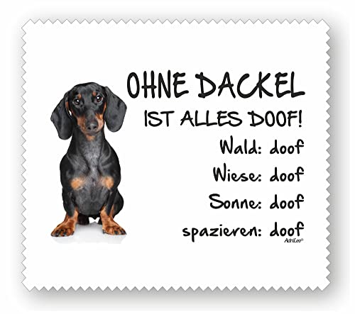 AdriLeo Brillenputztuch Displaytuch - Ohne Dackel ist Alles doof! - 15x17cm - Microfaser weiß - KURZHAARDACKEL von AdriLeo