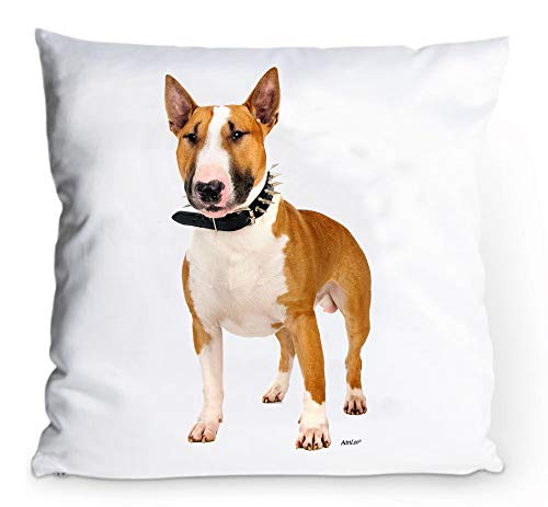 AdriLeo Kissenbezug 40x40cm Bullterrier (braun/weißes Fell) von AdriLeo