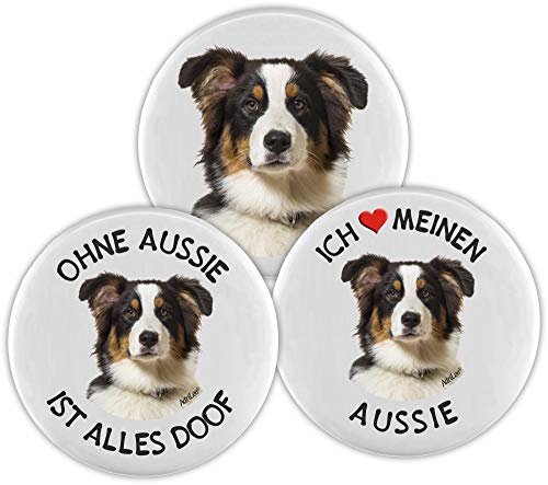 AdriLeo Kühlschrankmagnet - 3er Set - Aussie/Australian Shepherd (Tri Color) von AdriLeo