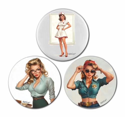 AdriLeo Kühlschrankmagnet - 3er Set – Pin-Up Girls – Vintage at Work – Kult Rockabilly Retro AdriLeo Kühlschrankmagnet - 3er Set – Pin-Up Girls – Vintage at Work – Kult Rockabilly Retro von AdriLeo