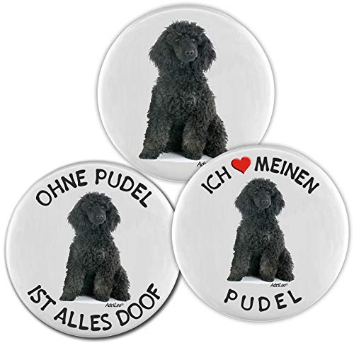 AdriLeo Kühlschrankmagnet - 3er Set - Schwarzer Pudel von AdriLeo