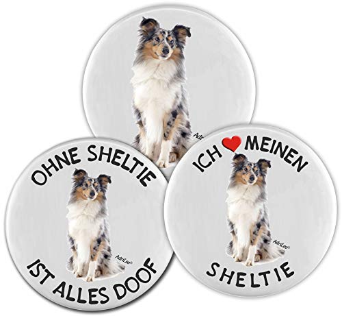 AdriLeo Kühlschrankmagnet - 3er Set - Sheltie (Shetland Sheepdog/Blue-Merle) von AdriLeo