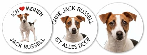 AdriLeo - Runde Aufkleber 3er-Set - Jack Russell Terrier - Deko Autoaufkleber Sticker Hund von AdriLeo