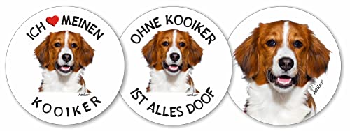 AdriLeo - Runde Aufkleber 3er-Set - Kooiker - Deko Autoaufkleber Sticker Hund von AdriLeo