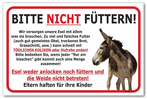 AdriLeo Schild - Esel Nicht füttern - Weide betreten verboten (40x60cm) von AdriLeo