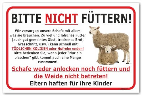 AdriLeo Schild - Schafe Nicht füttern - Weide betreten verboten (20x30cm) von AdriLeo