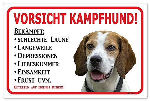 AdriLeo Schild - Vorsicht Beagle - Kampfhund - (15x20cm) / Achtung Hund Wachhund von AdriLeo