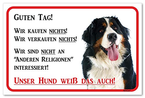 AdriLeo Schild - Vorsicht Berner Sennenhund - Wir kaufen Nichts - (15x20cm) / Achtung Hund Wachhund von AdriLeo