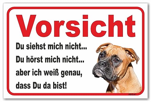 AdriLeo Schild - Vorsicht Boxer - Du siehst mich nicht - (30x40cm) / Achtung Familienhund Wachhund deutscher Hund von AdriLeo